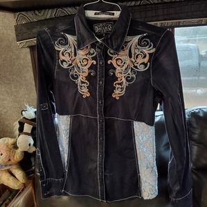 Grace in LA button up western rhinestone shirt